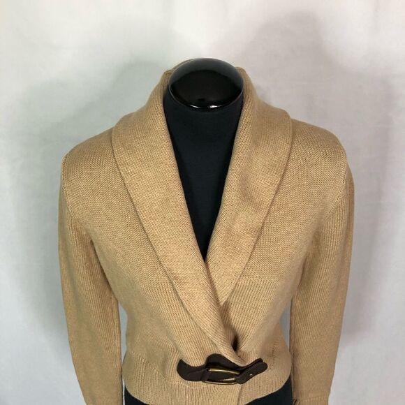 Lauren Ralph Lauren Y2K Buckle-Trim 100% Cotton Knit Cardigan - Women’s SP - Picture 4 of 6